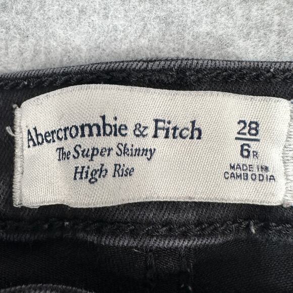 Abercrombie & Fitch Jeans WMNS 28/6R Black Wash Denim The Super Skinny High Rise - Picture 5 of 10